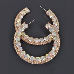 Gold AB tone Maritsa hoop fashion style earrings